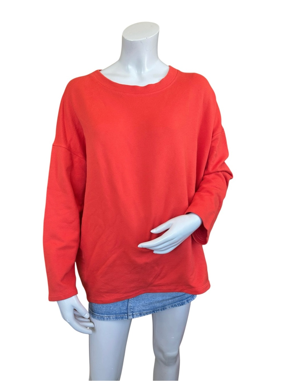 Eileen Fisher 100% Organic Cotton Orange Long Sleeve Sweater Size Small
